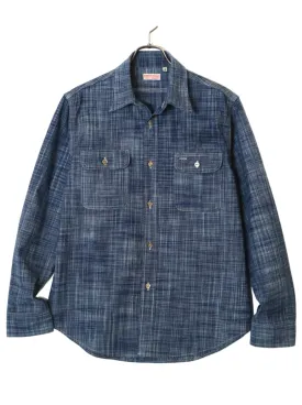 Optimized title: Blue Indigo Kasuri Work Shirt made from Sugar Cane - SC29264