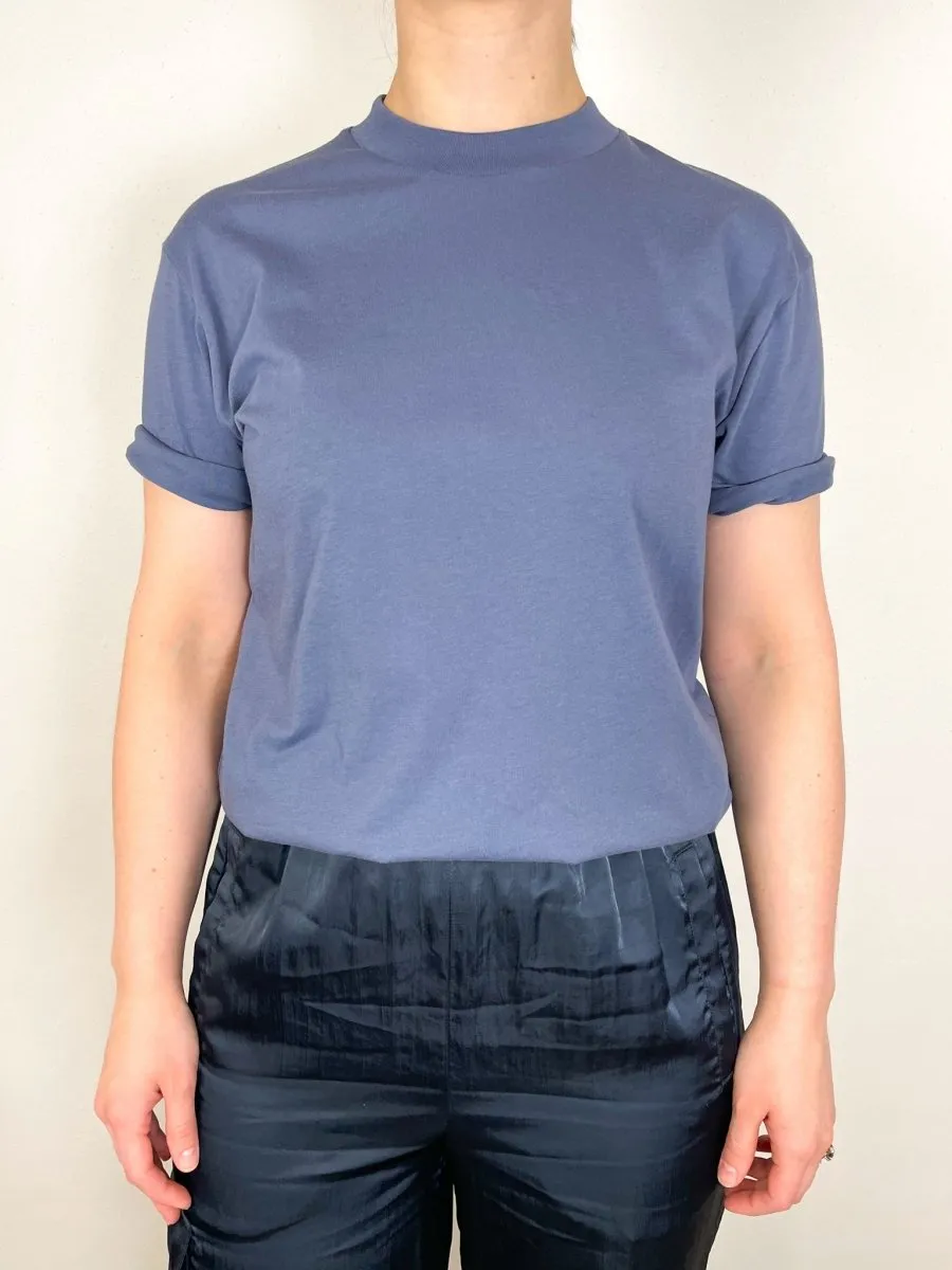 T Shirt Program Mock Neck Unisex T in Dusty Navy