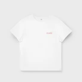 T-Shirt White, Pink Logo, Medium