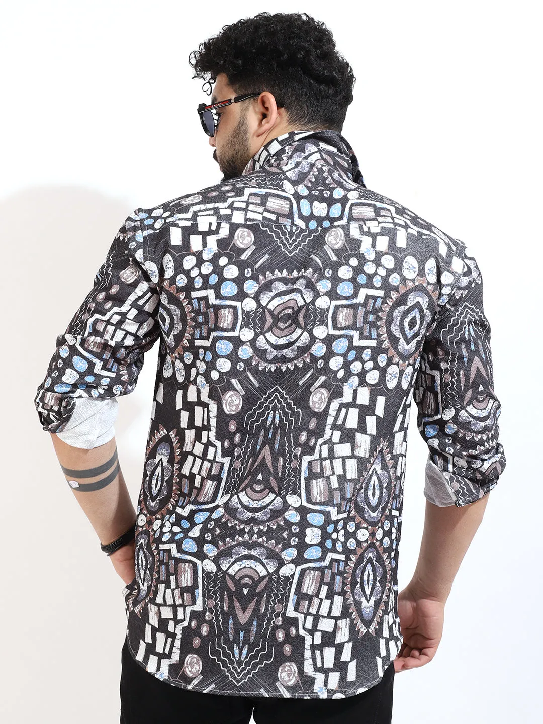 Teal Digital Print Shirt