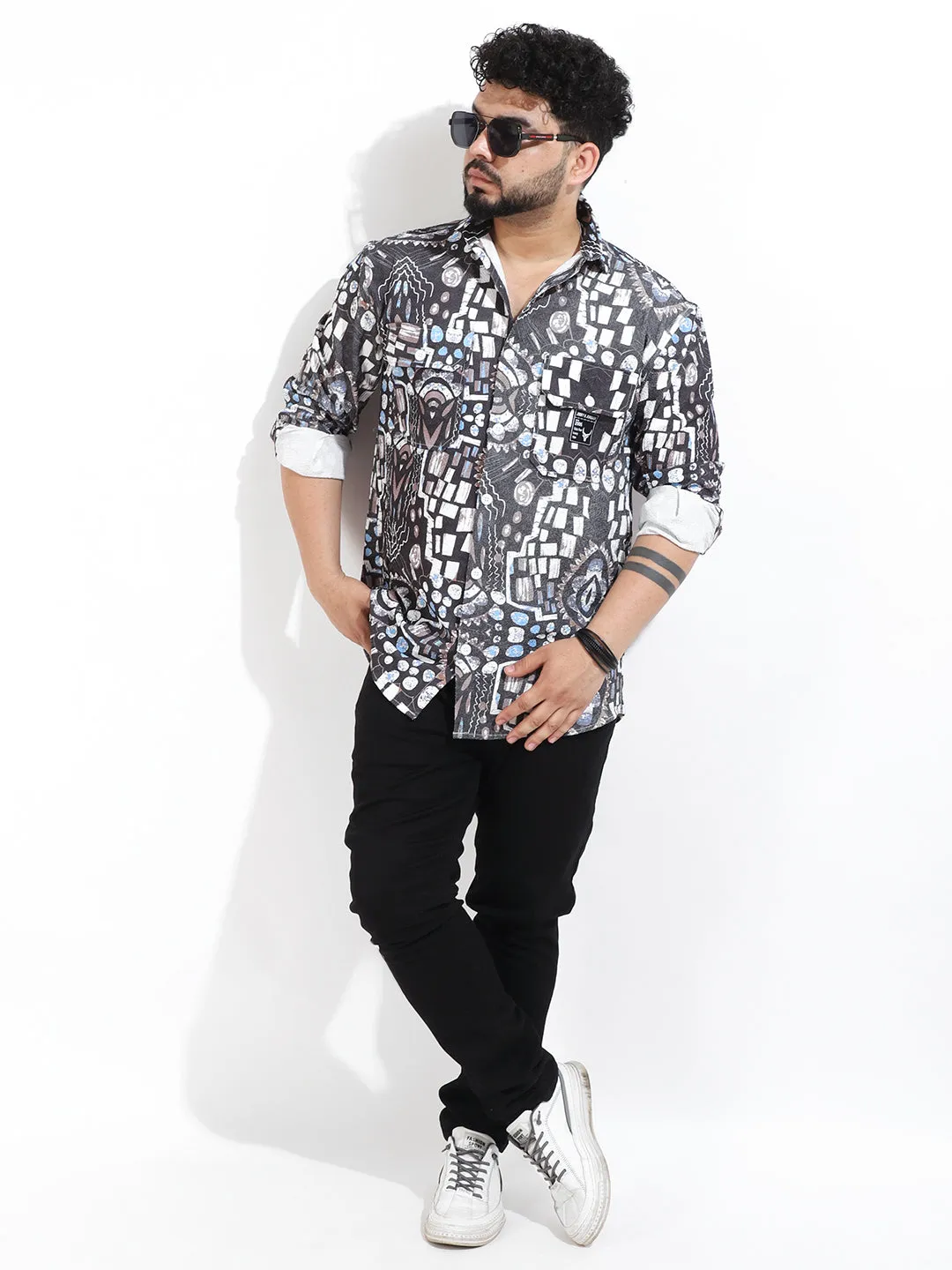 Teal Digital Print Shirt