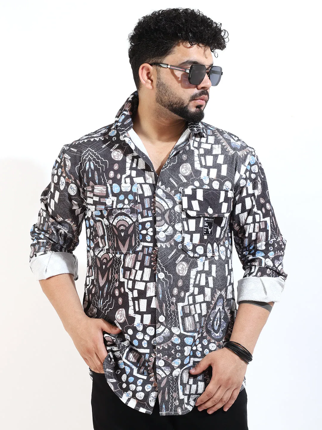 Teal Digital Print Shirt