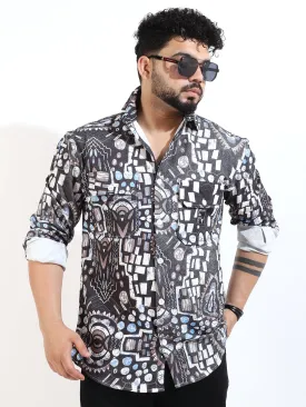Teal Digital Print Shirt