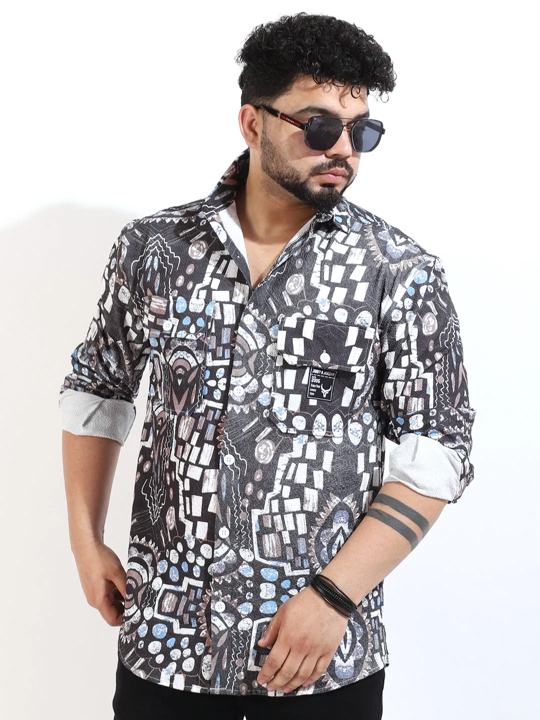 Teal Digital Print Shirt