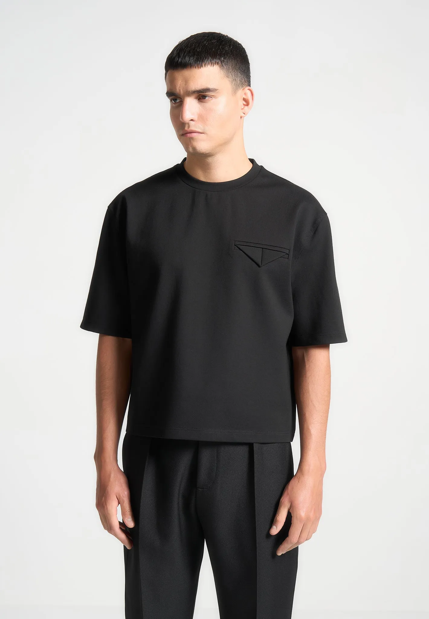 Éternel Boxy Cropped T-Shirt - Black