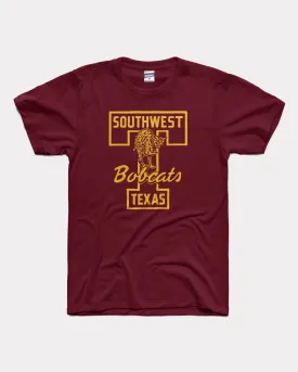 Southwest Maroon Texas State Bobcats Premium Quality T-Shirt