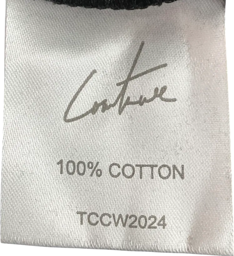 The Couture Club Black Cropped Logo Printed T-shirt UK 6