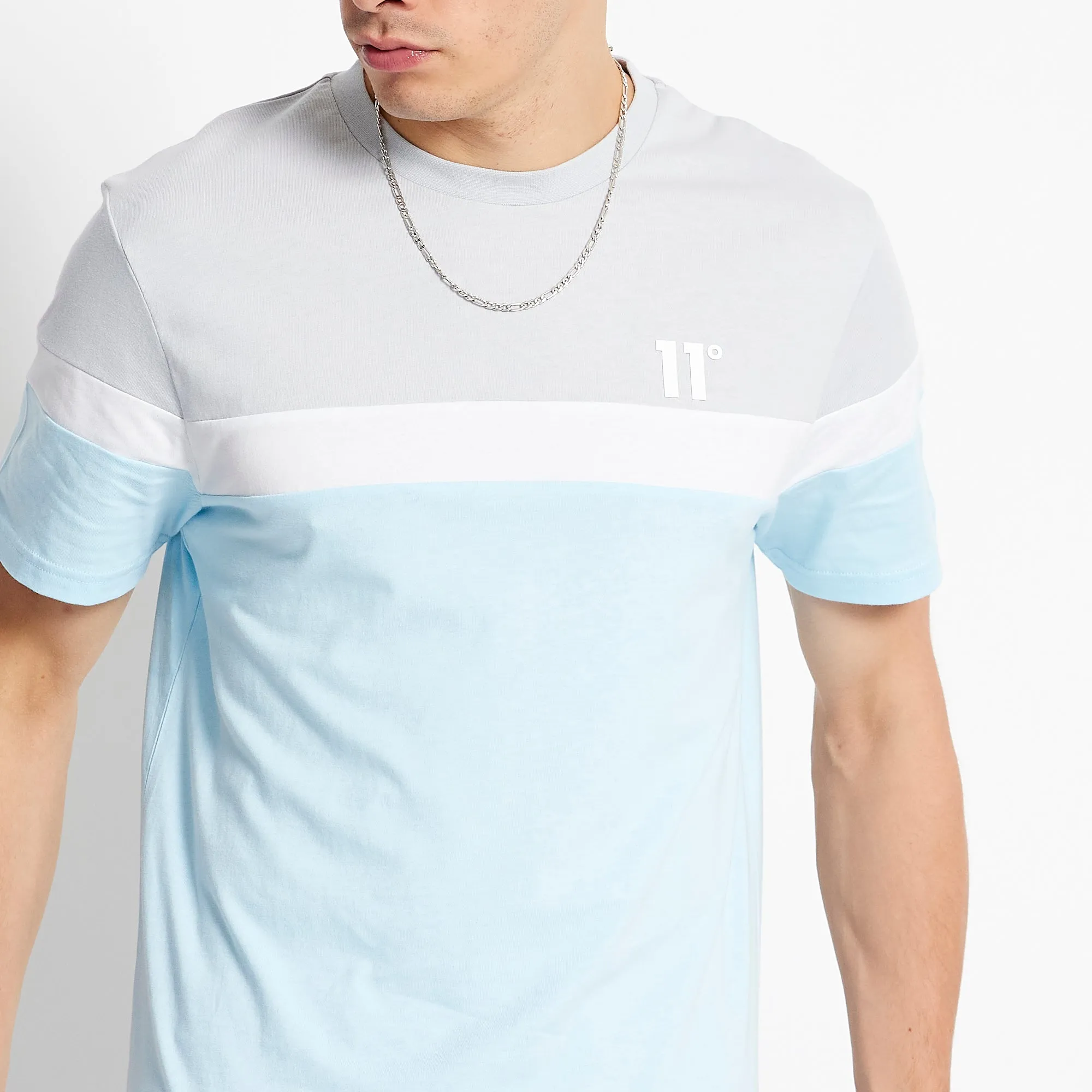 Triple Panel T-Shirt - Ice Blue / Micro Chip / White