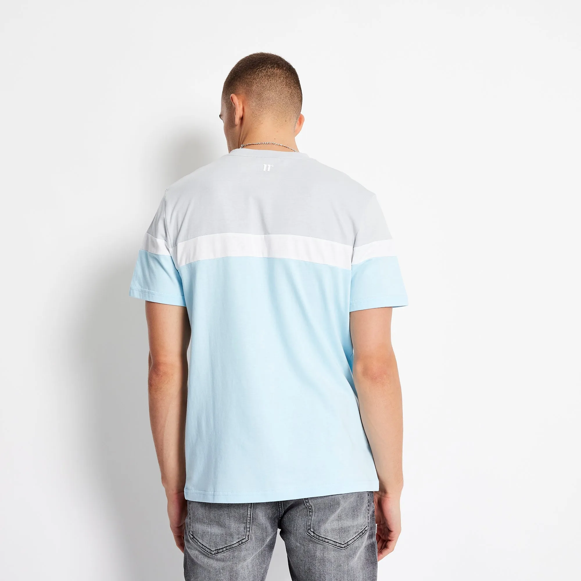 Triple Panel T-Shirt - Ice Blue / Micro Chip / White