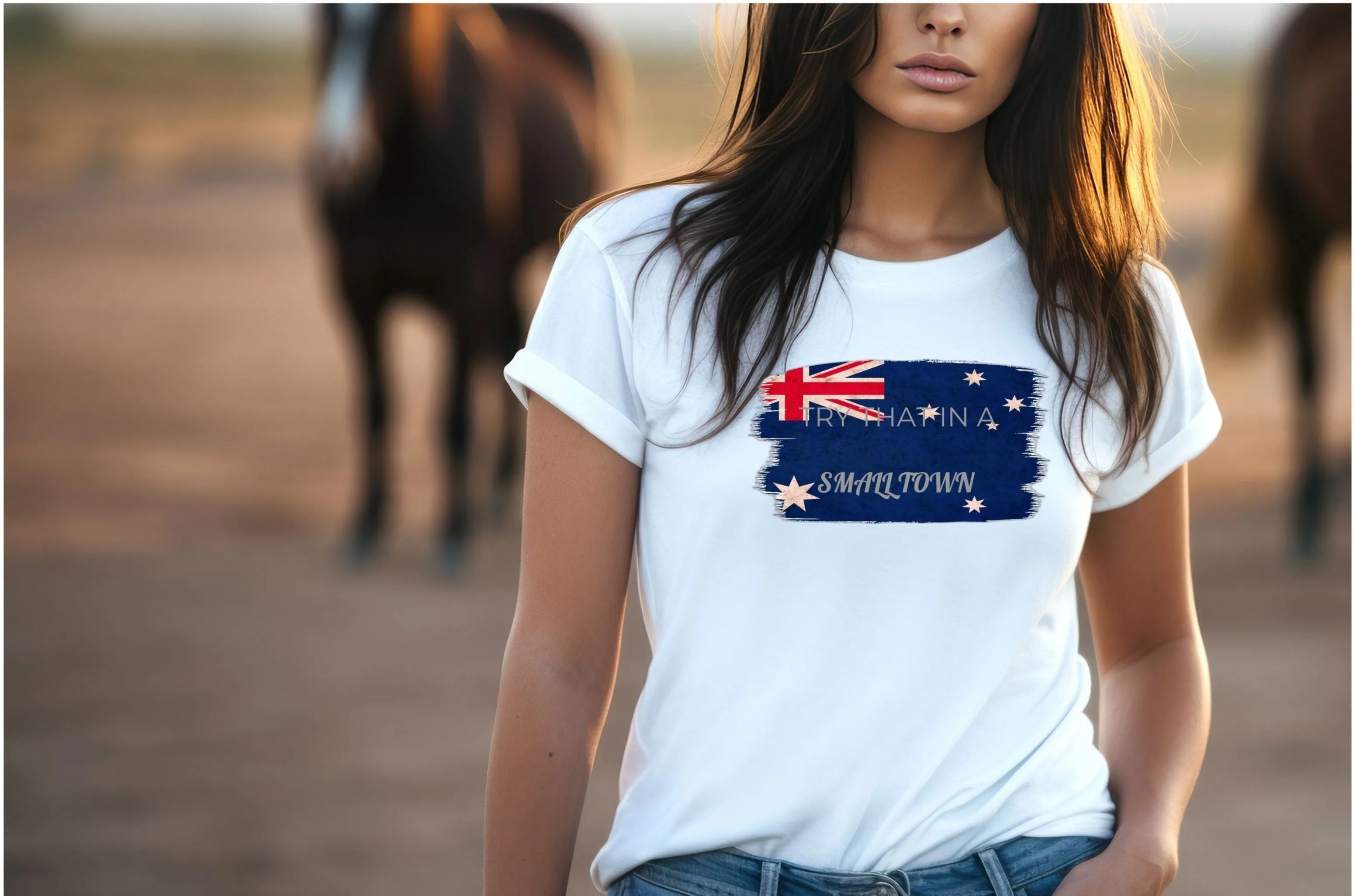 Try that in a Small Town - Australian Flag T-Shirt, Music T-Shirt, Festival T-Shirt, Concert T-Shirt, Small Town, Australian Flag