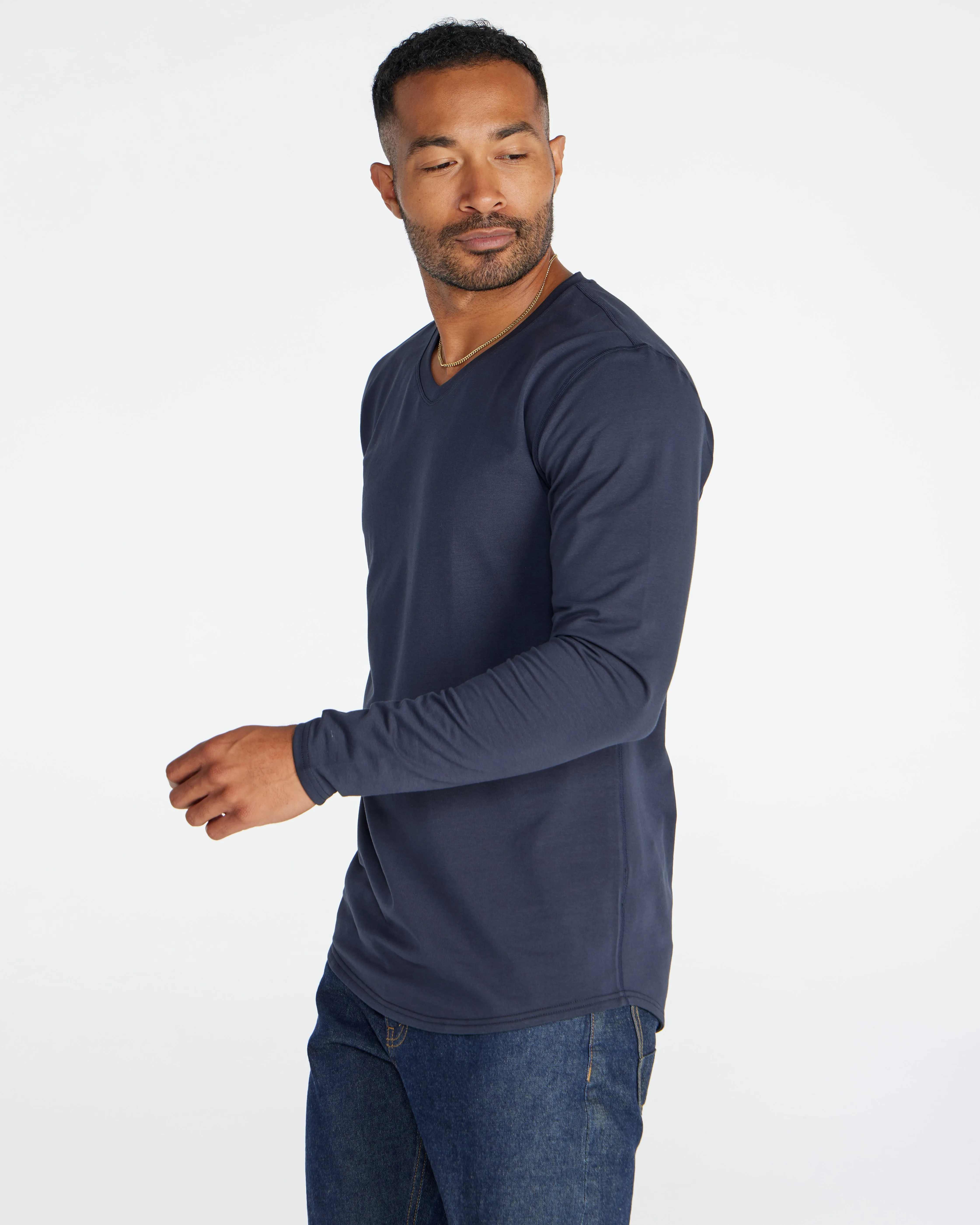 V-Neck Long Sleeve Drop-Cut: LUX