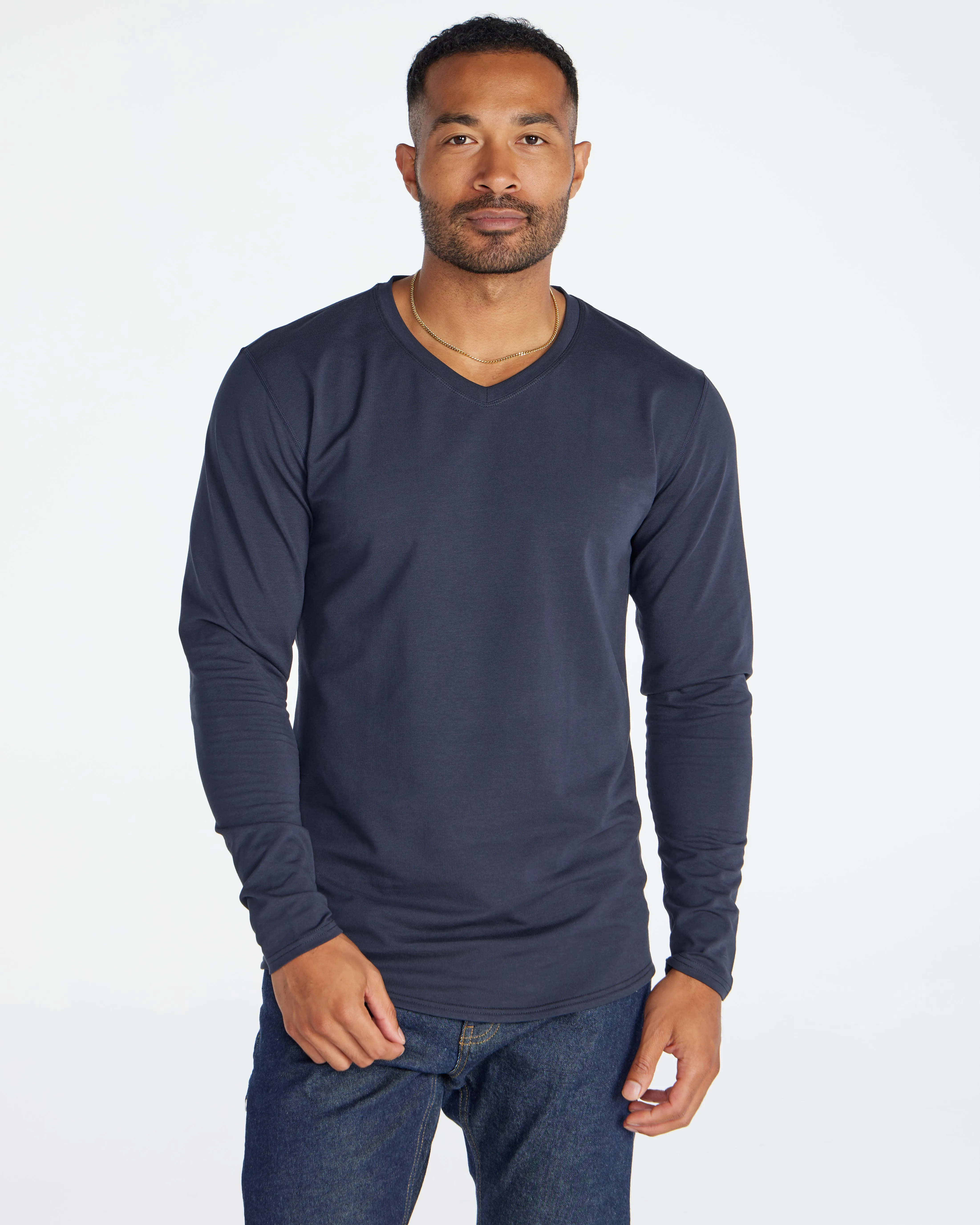 V-Neck Long Sleeve Drop-Cut: LUX