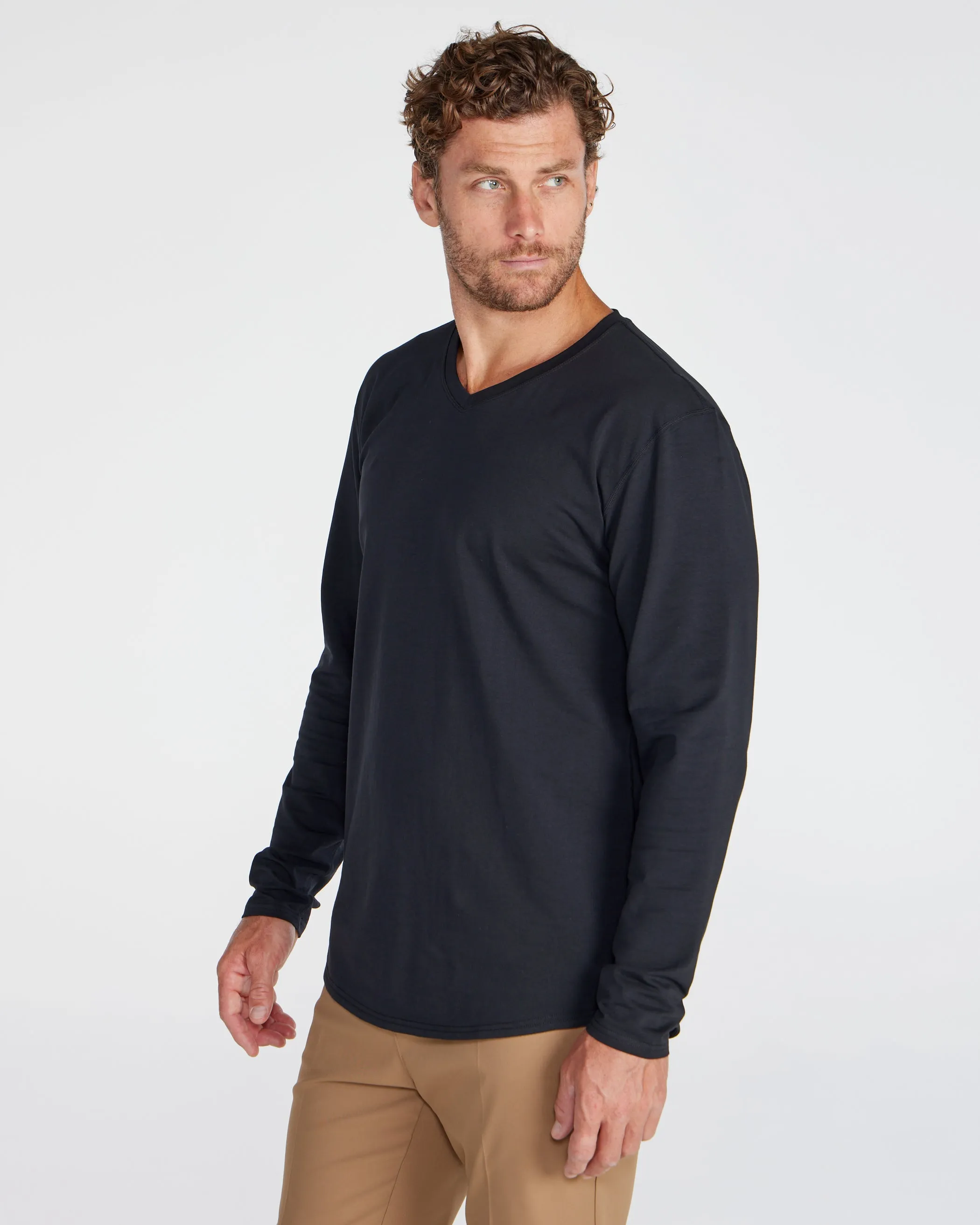 V-Neck Long Sleeve Drop-Cut: LUX