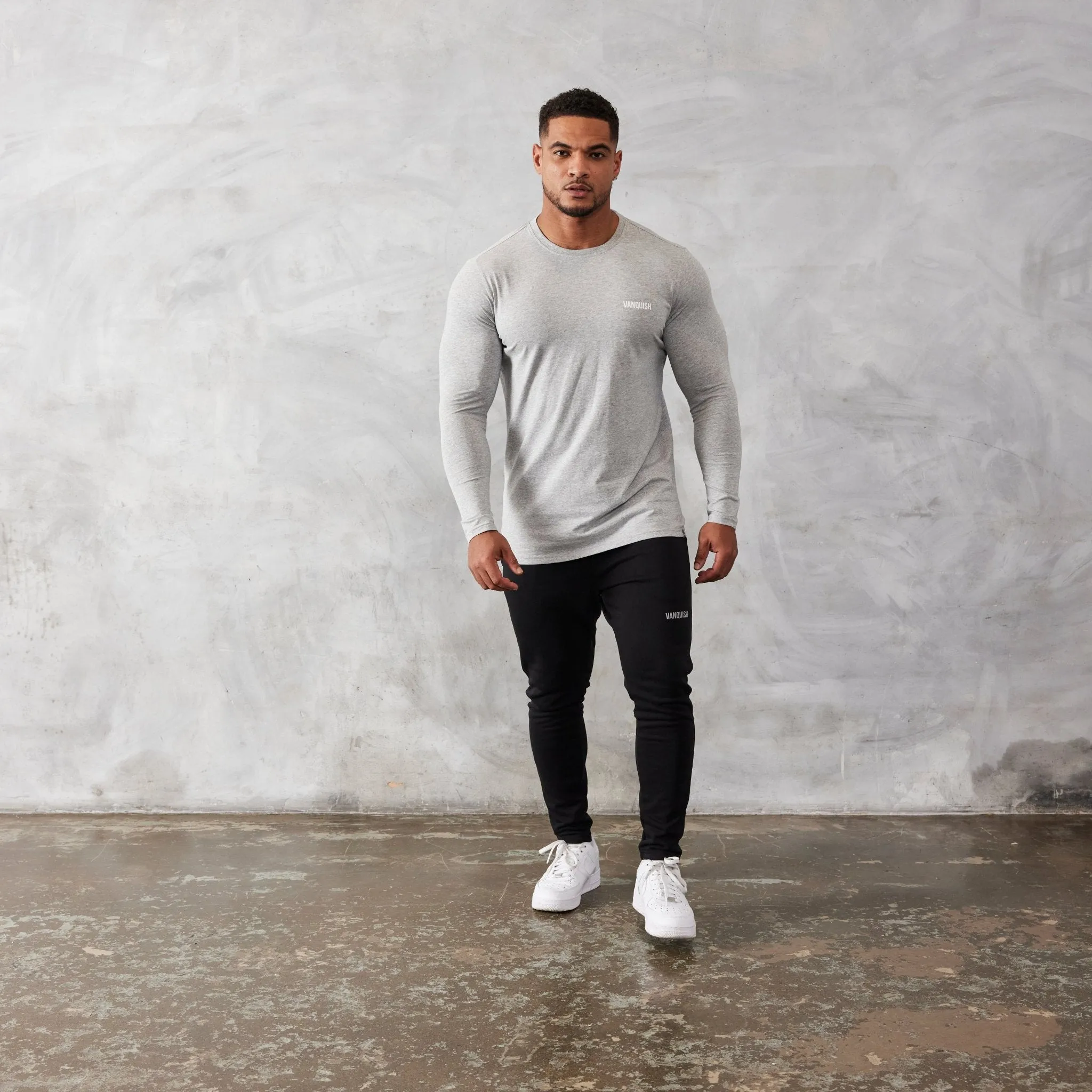 Vanquish Essential Grey Slim Fit Long Sleeve T Shirt