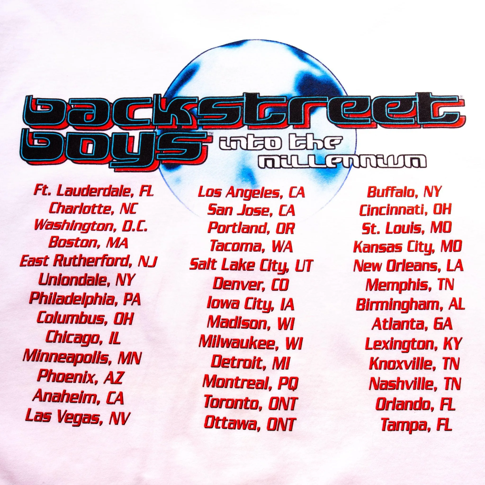 VINTAGE BACKSTREET BOYS MILLENNIUM TOUR TEE SHIRT 1999 2000 SIZE XL