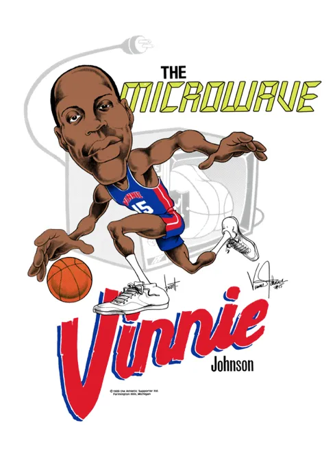 Wholesale * Vinnie "The Microwave" Johnson Caricature T-Shirt