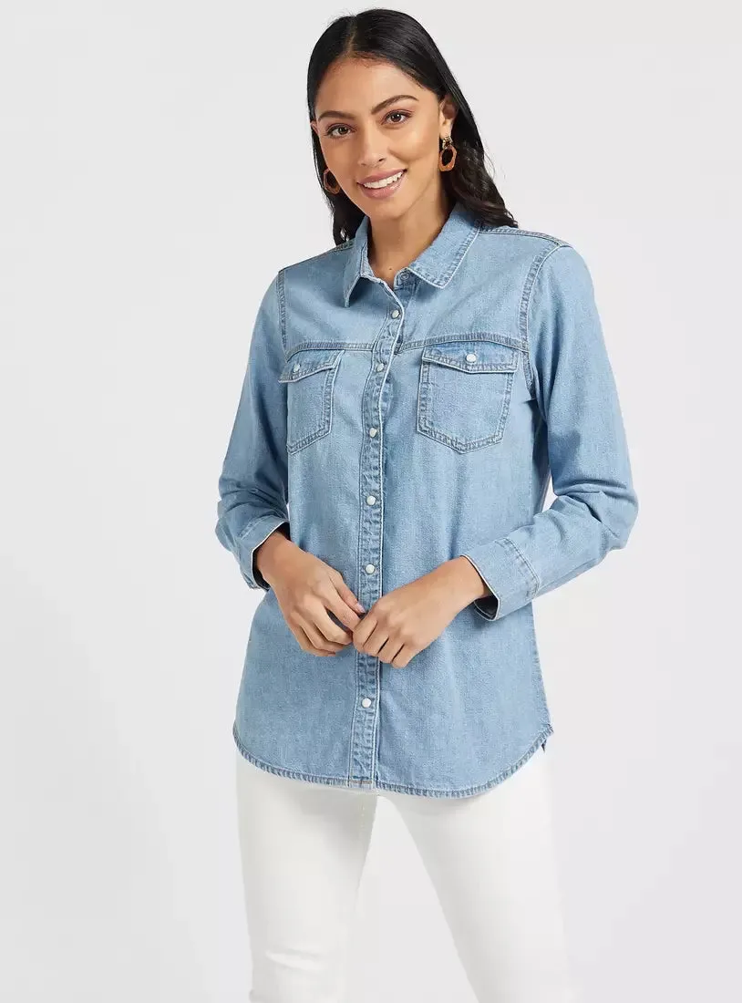 Women's Freya Gold Denim Shirt - Mavi